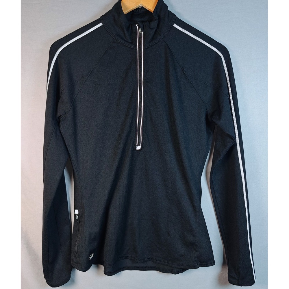 Athleta Women's Running Wild Reflective Black Half‎ Zip Pullover Pocket Medium